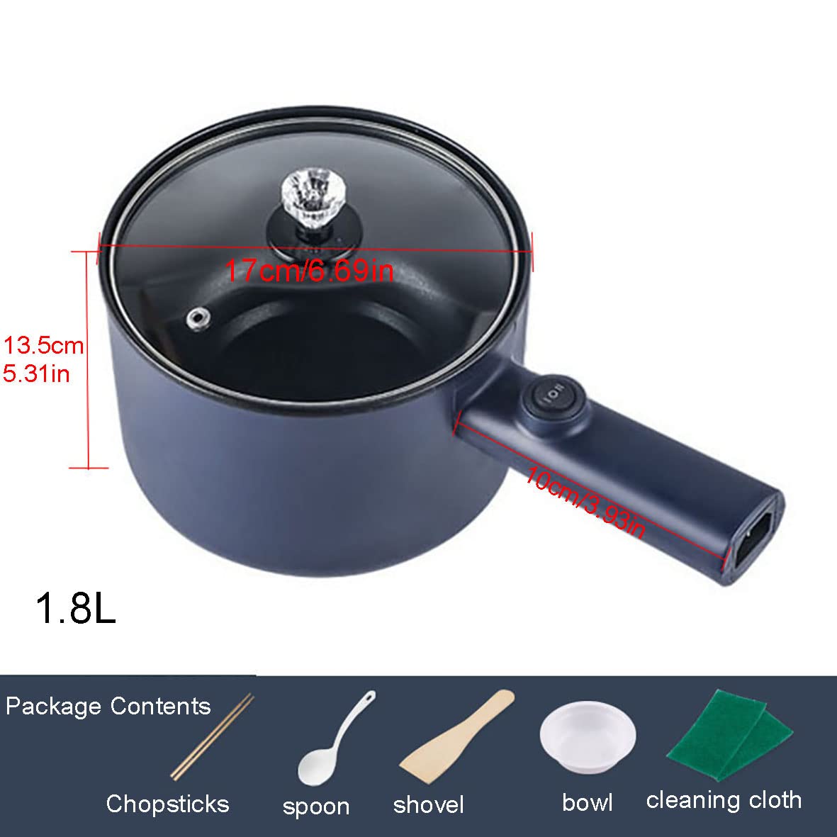 Pentola elettrica calda, 1,8 l per la casa Rapid Noodles Cooker, Fornello elettrico, Pentola di cottura multifunzionale, Padella, Casseruola antiaderente