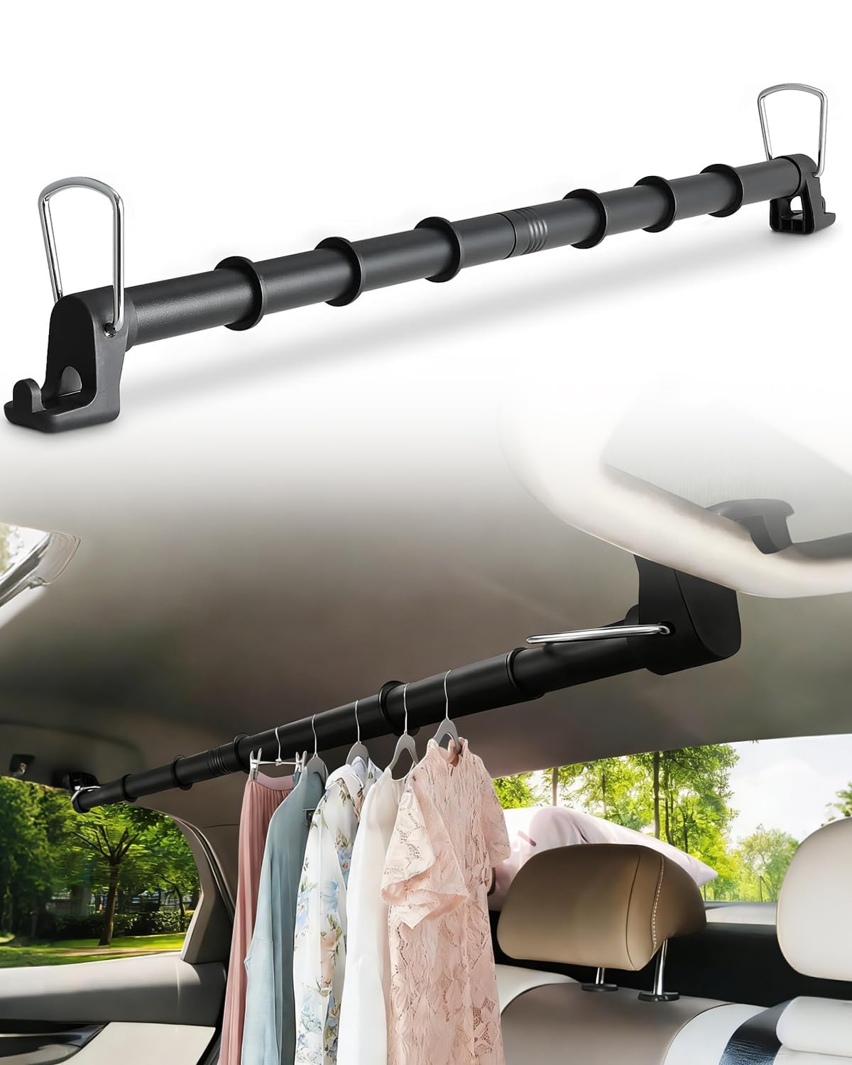 Title: Car Clothes Bar for Dacia Dokker Duster Van Jogger Extreme Lodgy 2000-2023 2024 Expandable Garment Rod Vehicle Clothes Rack Travel Clothing Hanging Rail Organizer