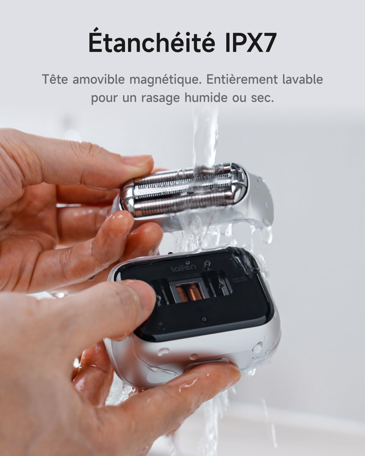 Laifen P3 Pro Rasoir Électrique Moteur Linéaire Breveté 12 000 CPM, Fenêtre sur Moteur, Autonomie de 100 Minutes, Charge 3 Min pour 7 Min, Usage à Sec et sous l'Eau, Idéal pour Voyages (Argent)
