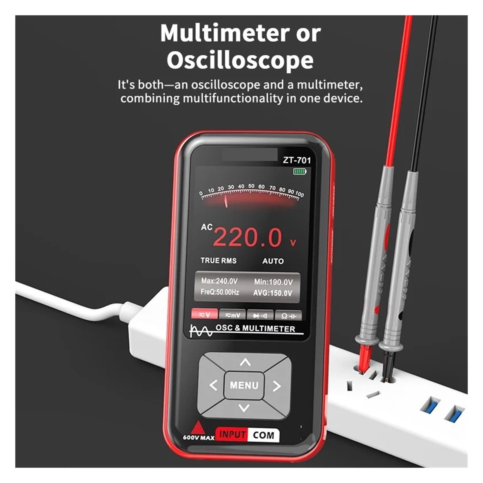 Oscyloskop cyfrowy, Multimetr z oscyloskopem cyfrowym 2 w 1, ręczny tester elektryczny 5 MHz