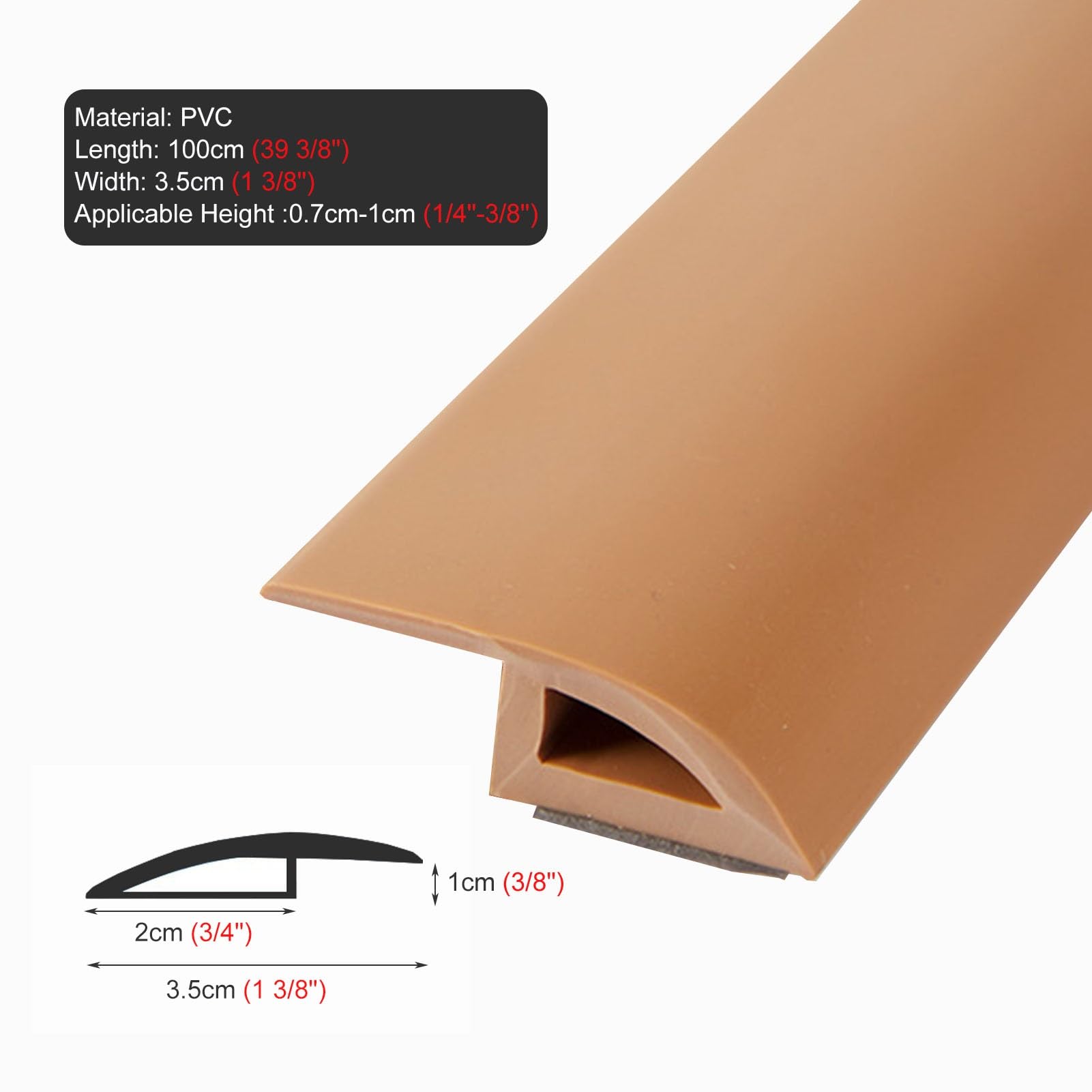 Generico Rampa di Soglia Autoadesiva in PVC Strisce di Sogliastrisce di Transiziones per Porta D'Ingresso/Corridoio/Pedana Profilo per Pavimento in Legno E Piastrelle (Marrone 6 M (19,68 Piedi))