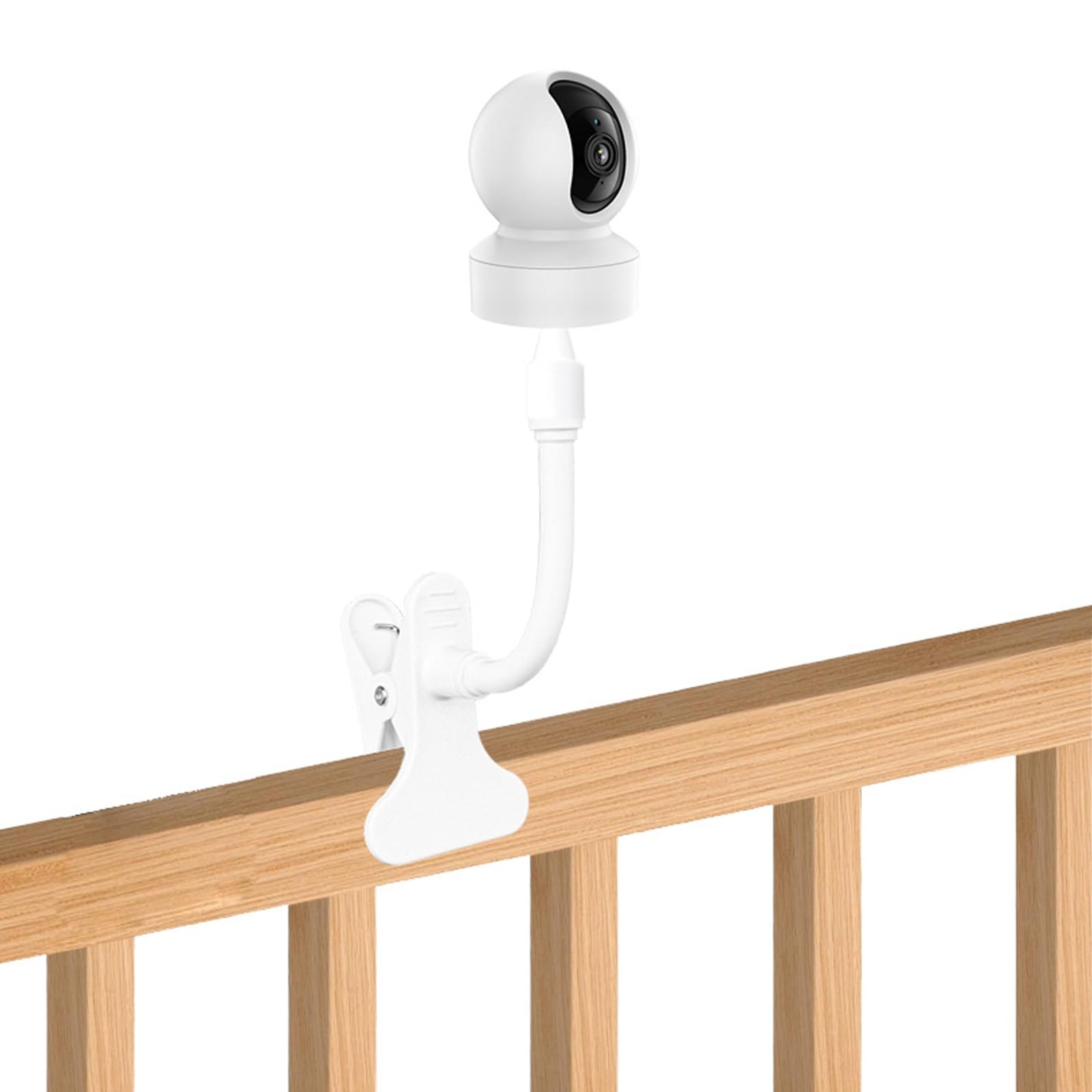 Techchii Baby Monitor Stand, 1/4-inch Screw Interface Baby Crib Camera Holder Flexible Universal Clip-on Stand, Suitable for Most Monitor Models (White)