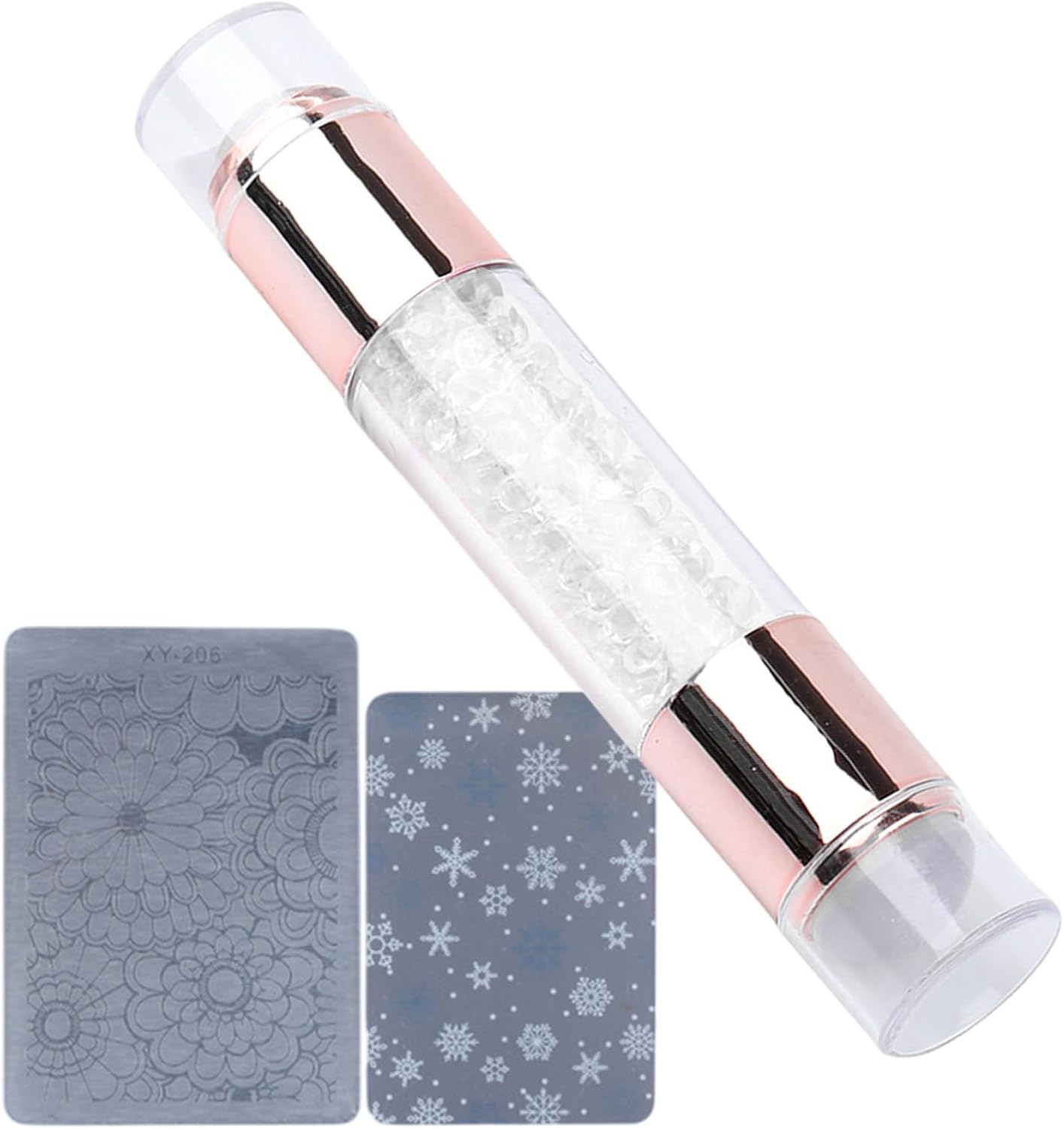 Nail Stamp, Double Ended Stamping Pens with Rhinestone Handle, Decoration Tool Women, Manicure Kit for Salon or Home Practice, Applicator Accessory, 11.5x2cm
