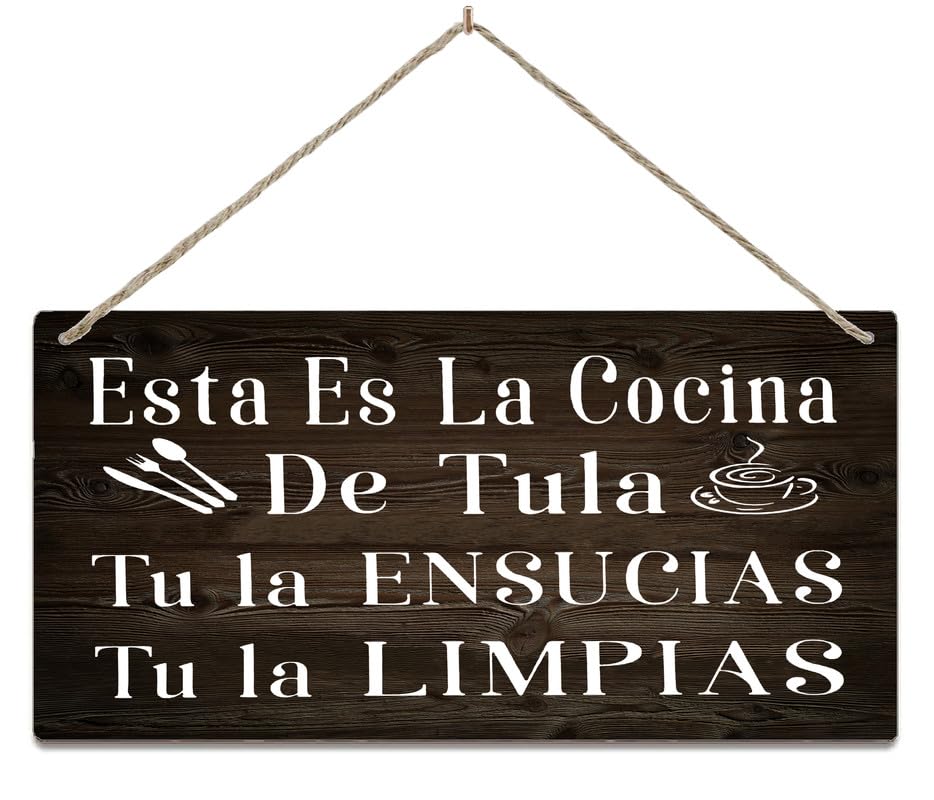 Sign Wall Art Definition Wood Plaque Esta Es La Cocina De Tulaspanish Kitchen Sign Spanish Home Funny Wood Sign Home Wall Decor Rustic Farmhouse Home Decor Wood Sign Wall Art 12 X 6 Inch