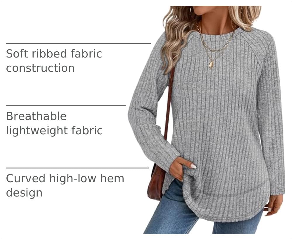 Image of WIHOLL Long Sleeve Shirts for Women Fall Sweaters Lightweight Trendy Tops