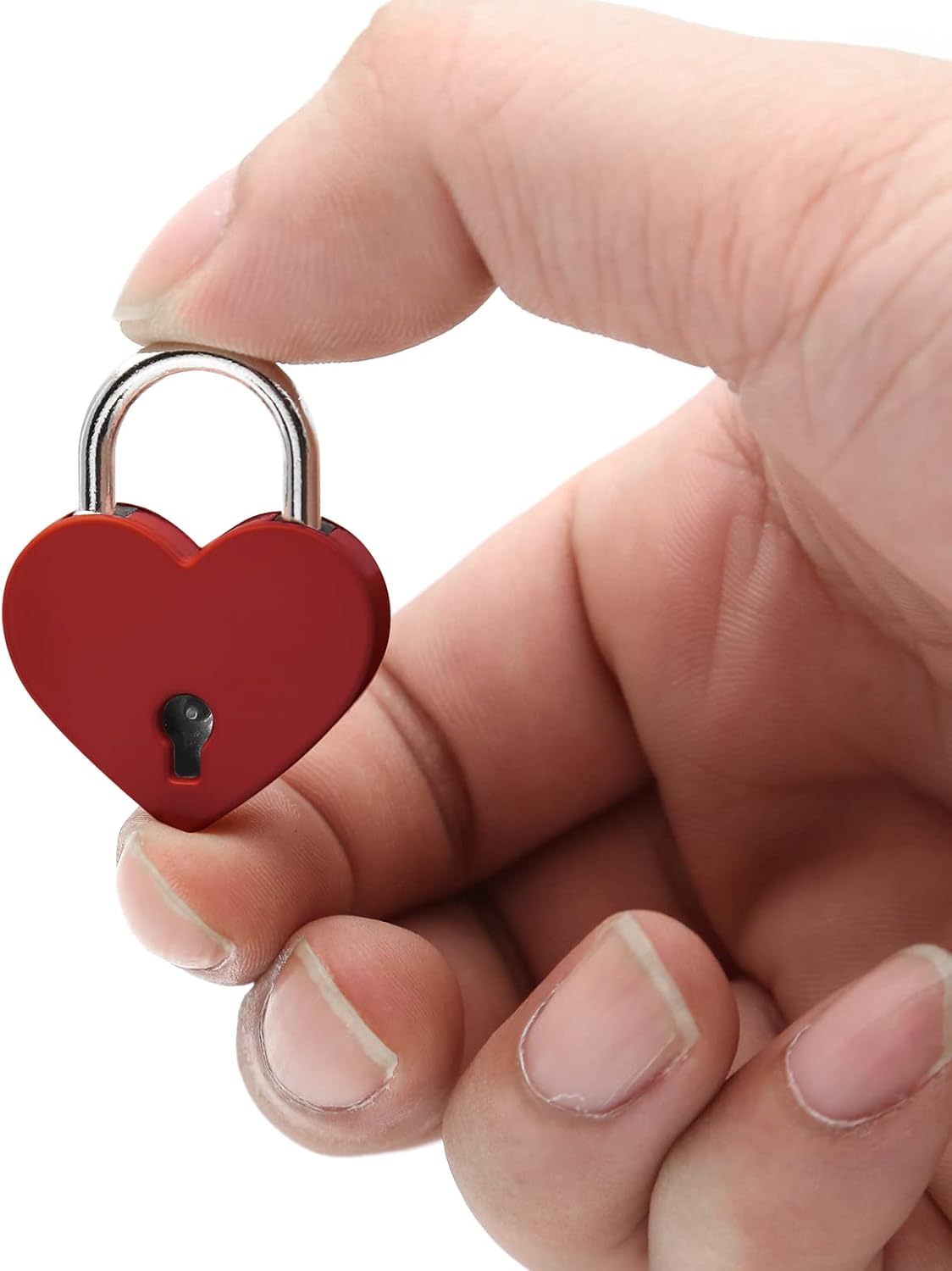 Jiozermi 4 Pcs Red Padlocks Key Lock with Key, Mini Love Heart Head Luggage Locks, Modern Fashion Style