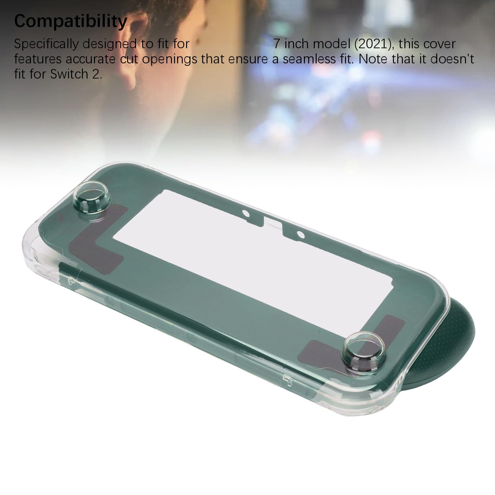 Ejoyous Custodia Protettiva per Impugnatura per Console Portatile, Custodia Agganciabile per PC in ABS Adatta per OLED 7 Pollici 2021, Impugnatura Antiscivolo Antiurto, Rimozione Controller, (Verde
