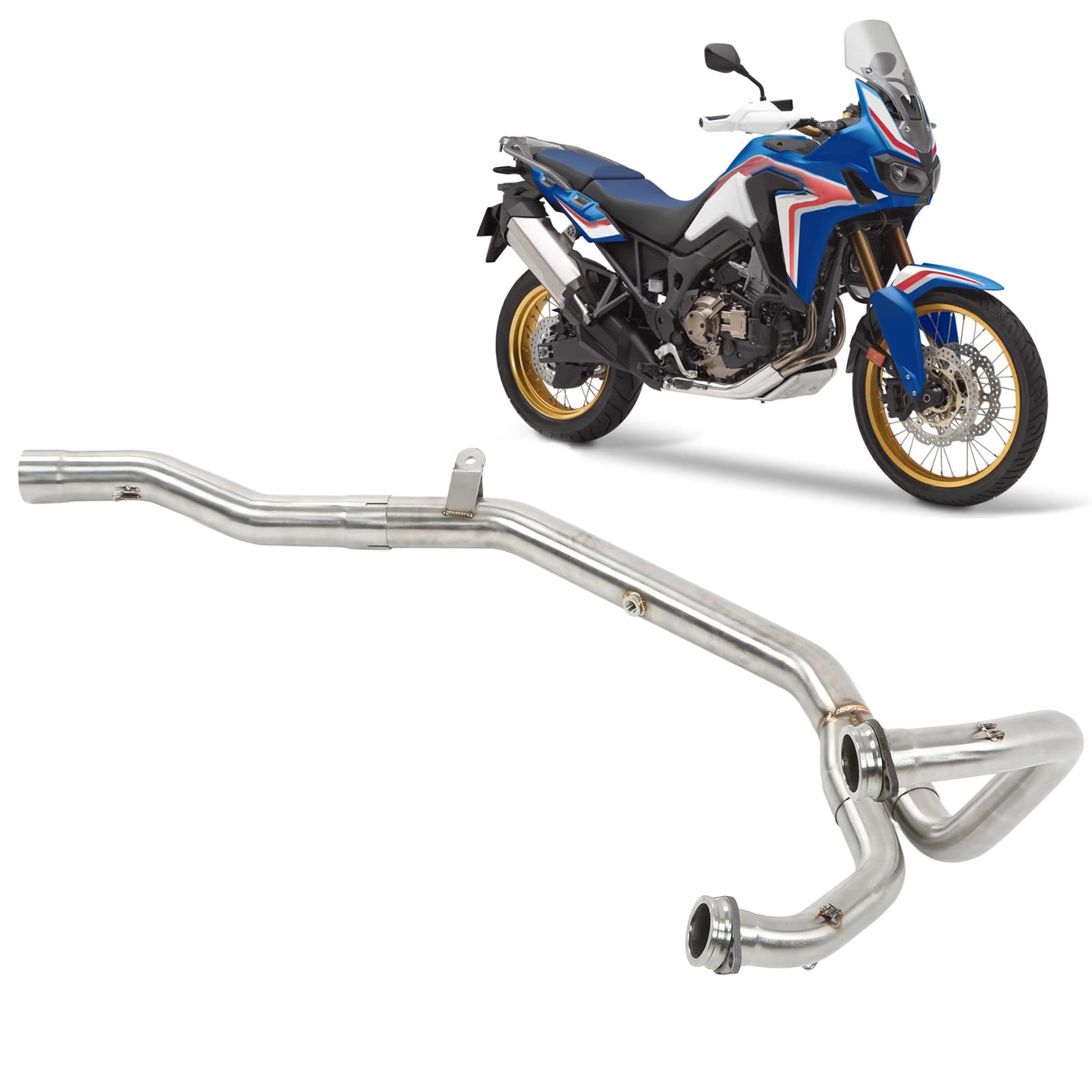 Tubo Collettore Centrale di Scarico Moto, Ricambio Tubo Collettore di Scarico in Acciaio Inossidabile per AFRICA TWIN CRF1000L ADV 2016 2017 2018 2019 Tubo di Collegamento Centrale Anteriore