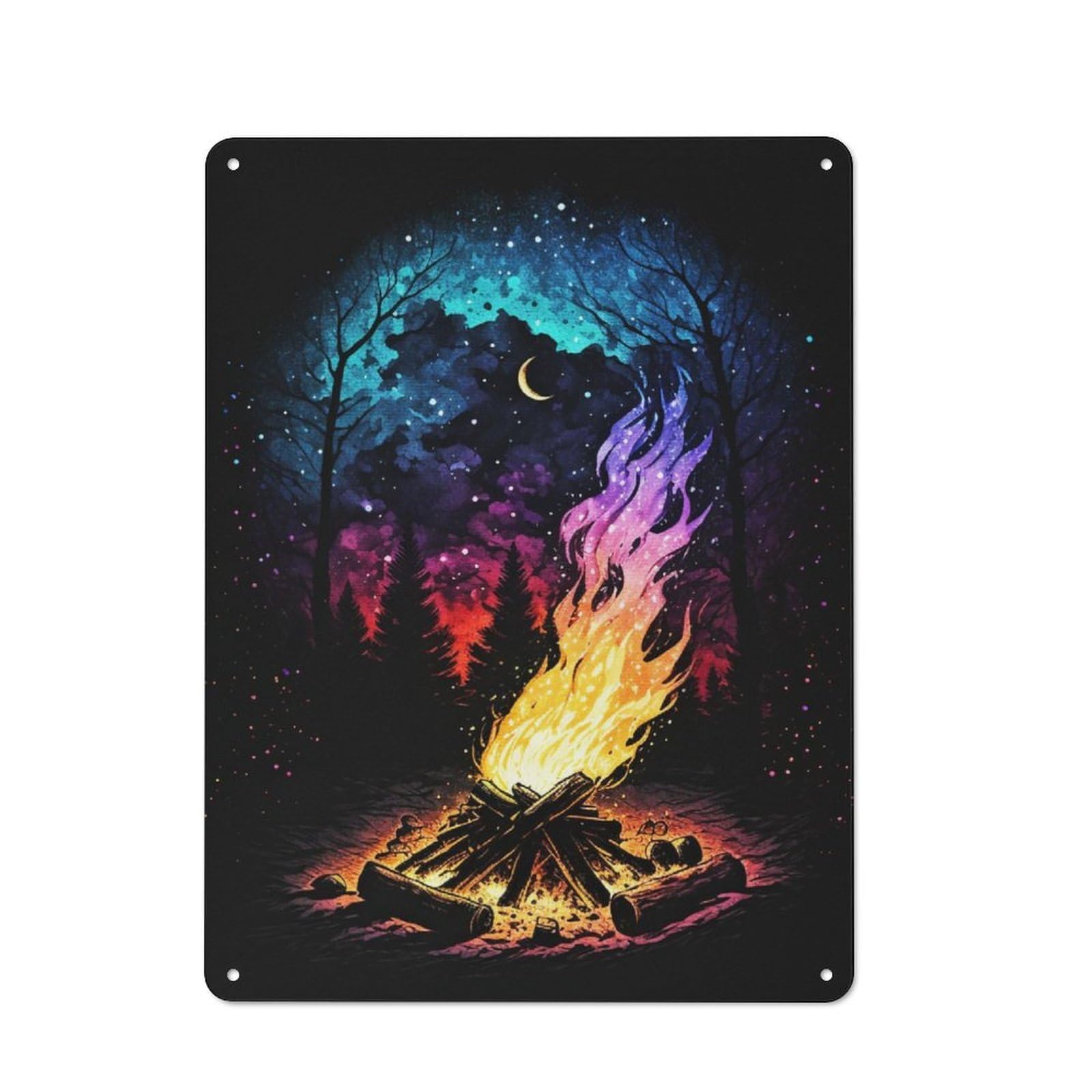 Junmoney Nice Galaxy Campfire Tin Wall Plaque 40X30cm With For Pub Or Café, For Collectors Of Retro Metal Wall Decor