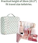 Narwey Cute Hanging Toiletry Bag Women Travel Toiletries Bag Makeup Bag Cosmetic Bag Bathroom Shower Organizer with Dry Wet Separation for Men (Mint Green Checkerboard)