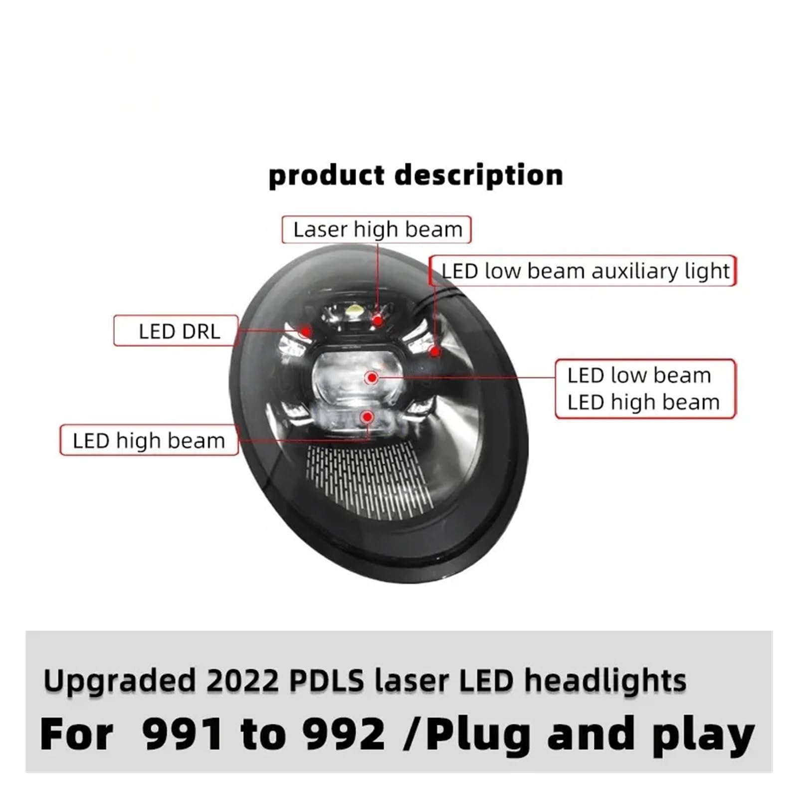 Compatible For Porsche 911 halogen headlights headlight 991 to 992