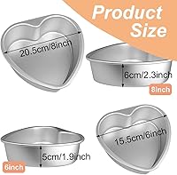 Vista 2 de Pan para pastel de corazón 6+8 pulgadas en forma de corazón Molde profundo inferior extraíble de aluminio