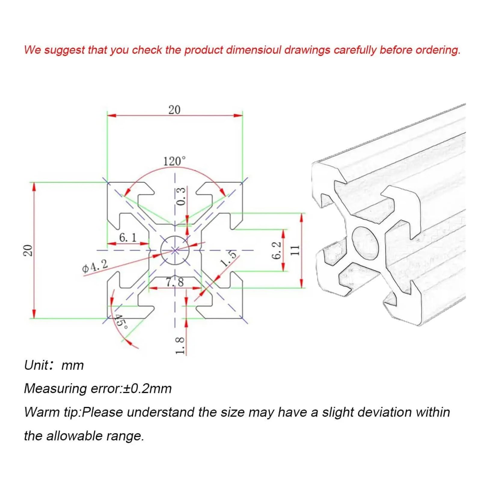 Extrusión de perfil aluminio plateado estándar europeo, ranura 2020 V, carril lineal for impresora 3D CNC, bricolaje, 1/4 Uds(550mm,4Pcs 2020 V-Slot)
