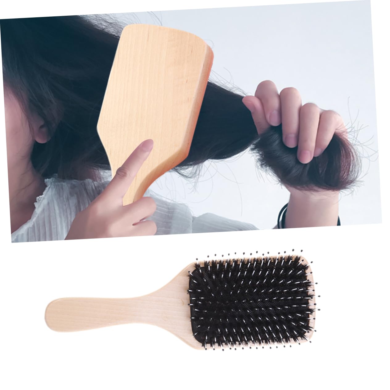 FRCOLOR 3piezas Cepillo De Masaje De Cerdas De Natural Para Peinar Cabello Rizado y Ondulado Cepillo De De Madera Para Hombres y Mujeres