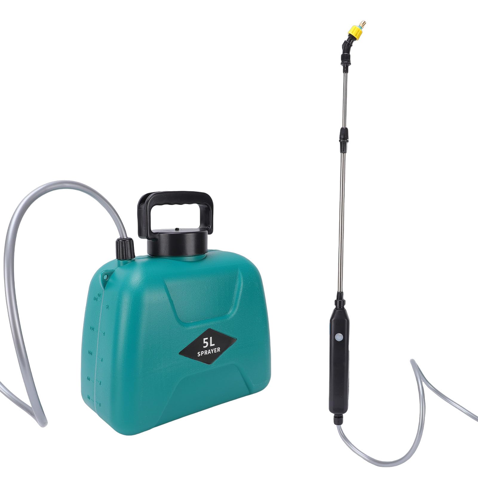 Spruzzatore Elettrico da Giardino da 5 Litri, Interruttore Senza Sforzo, 3 Ugelli Nebulizzatori, Bacchetta Retrattile, Indicatore Digitale, per Irrigazione, Fertilizzazion