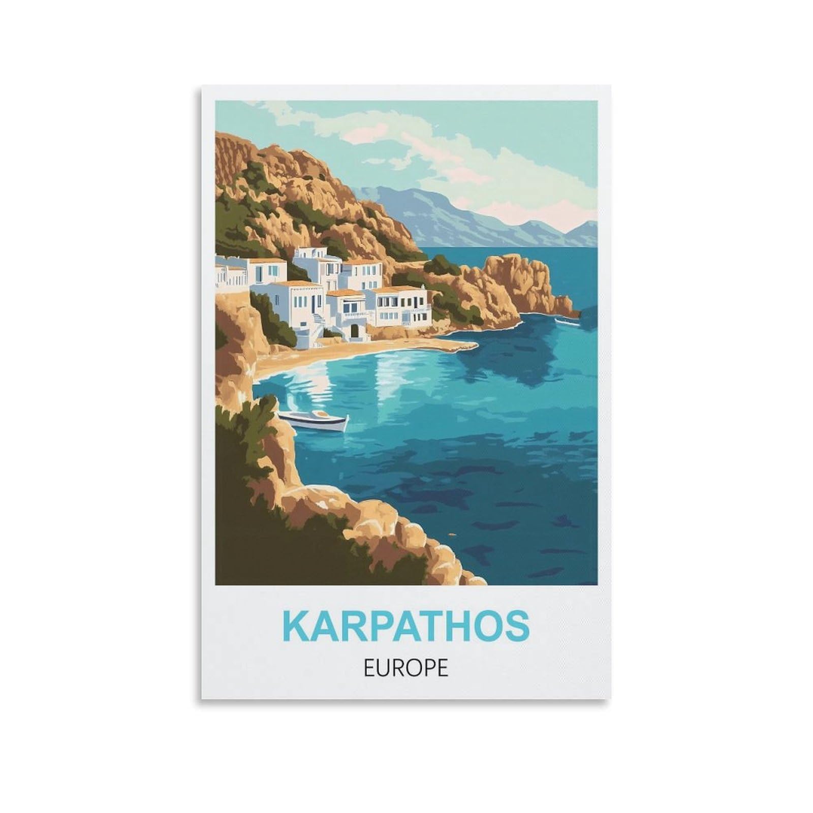 EZMLFA 5D Diamond Painting Kits,Karpathos Europe,Diamond Painting Kits for Beginners Round Full Drill Painting with Diamonds Gem Art for Home Wall Decor 40x40cm