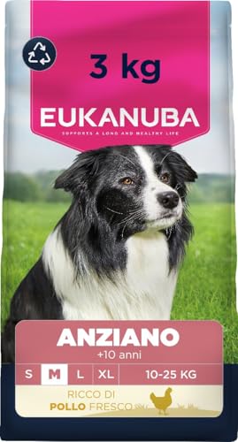 EUKANUBA Cibo secco per cani Senior con pollo fresco per razze di taglia media - Alimento secco premium per cani anziani, 3 kg