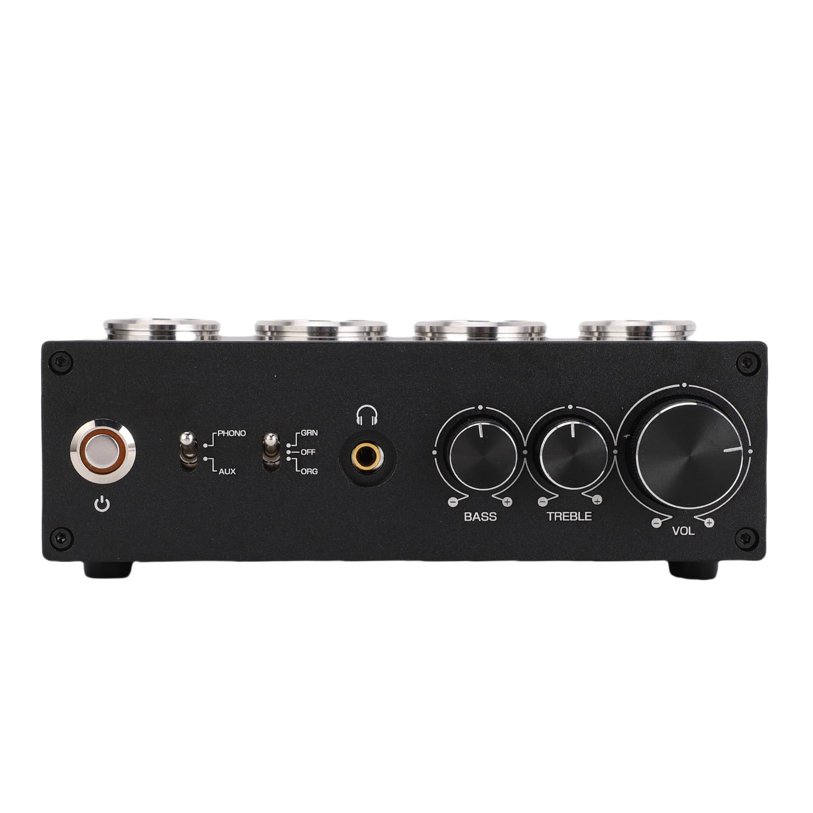 Preamplificatore Valvolare Preamplificatore Fono con Tubi 6E2 6A2 Mm MC Phono Ingresso AV Controllo Bassi Alti Jack per Cuffie da 3,5 Mm per Giradischi (Spina UE 100‑240 V)