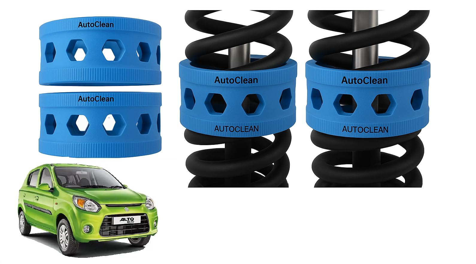 Rear Coil Spring Rubber Buffer Kit for Alto 800 | Size B+ | Increases Car Height, Shock Absorber & Suspension Stabilizer Cushioner