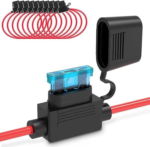 Miniatura 6 de Paquete de 10 soportes en línea NI-FH01 14AWG arnés de cableado ATCATO 30AMP Blade Automotive Fuse Holder-10, 2 años de garantía