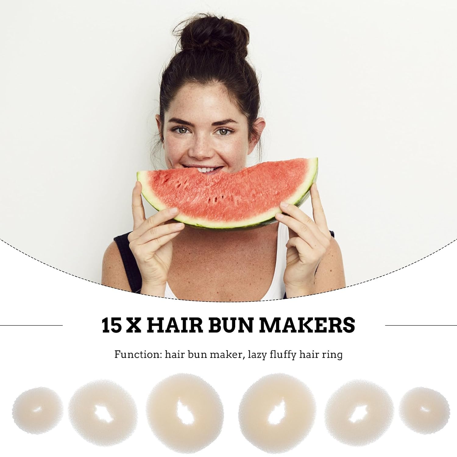 OSALADI 15pcs Donut Hair Bun Maker Set with Small Medium Large Nylon Hair Donut Bun Shapers for Women
