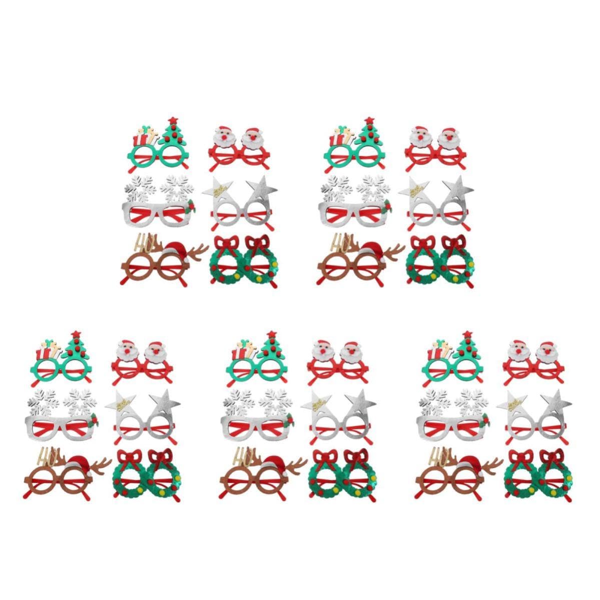 Toyvian 30 Stück Festliche Weihnachtsbrillen als Foto Requisiten, für | Pet und Filz, Leicht und Bequem Tragbar, Glitzernde Motive für Weihnachten und Silvester, Familienfeiern