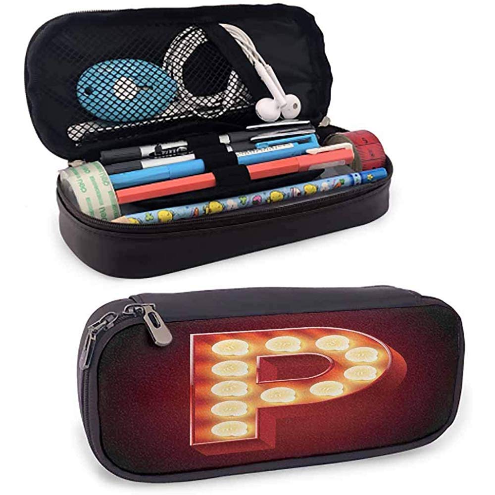 Letter P Kawaii Pencil Case Vibrant P Letter Party Theater Name Initials Club Show Business Theme Vermilion Yellow Black