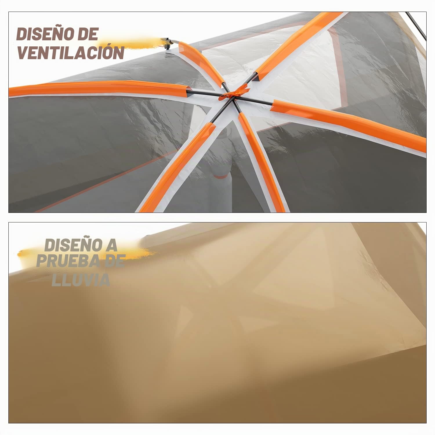 MoNiBloom - Tienda de campaña para 5-8 Personas para Acampar, cabaña portátil Extragrande, Tienda de campaña Grande, Impermeable, Resistente al Viento, 1 Sala de Estar y 2 dormitorios, Tienda de