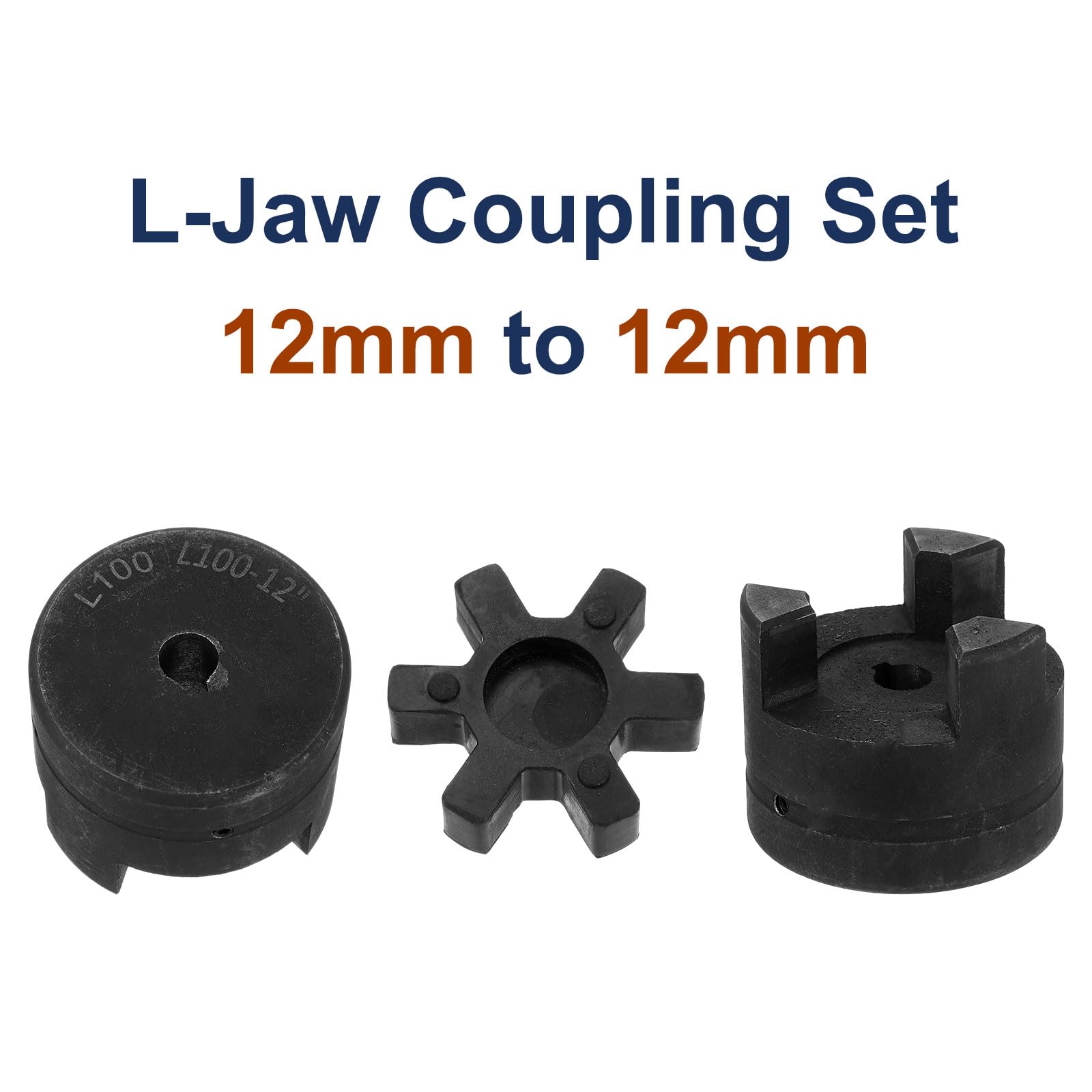 QUARKZMAN 12 mm do 12 mm L100 elastyczny 3-częściowy zestaw sprzęgła L-Jaw i gumowy pająk Buna-N NBR do łuparki do drewna, urządzeń hybrydowych