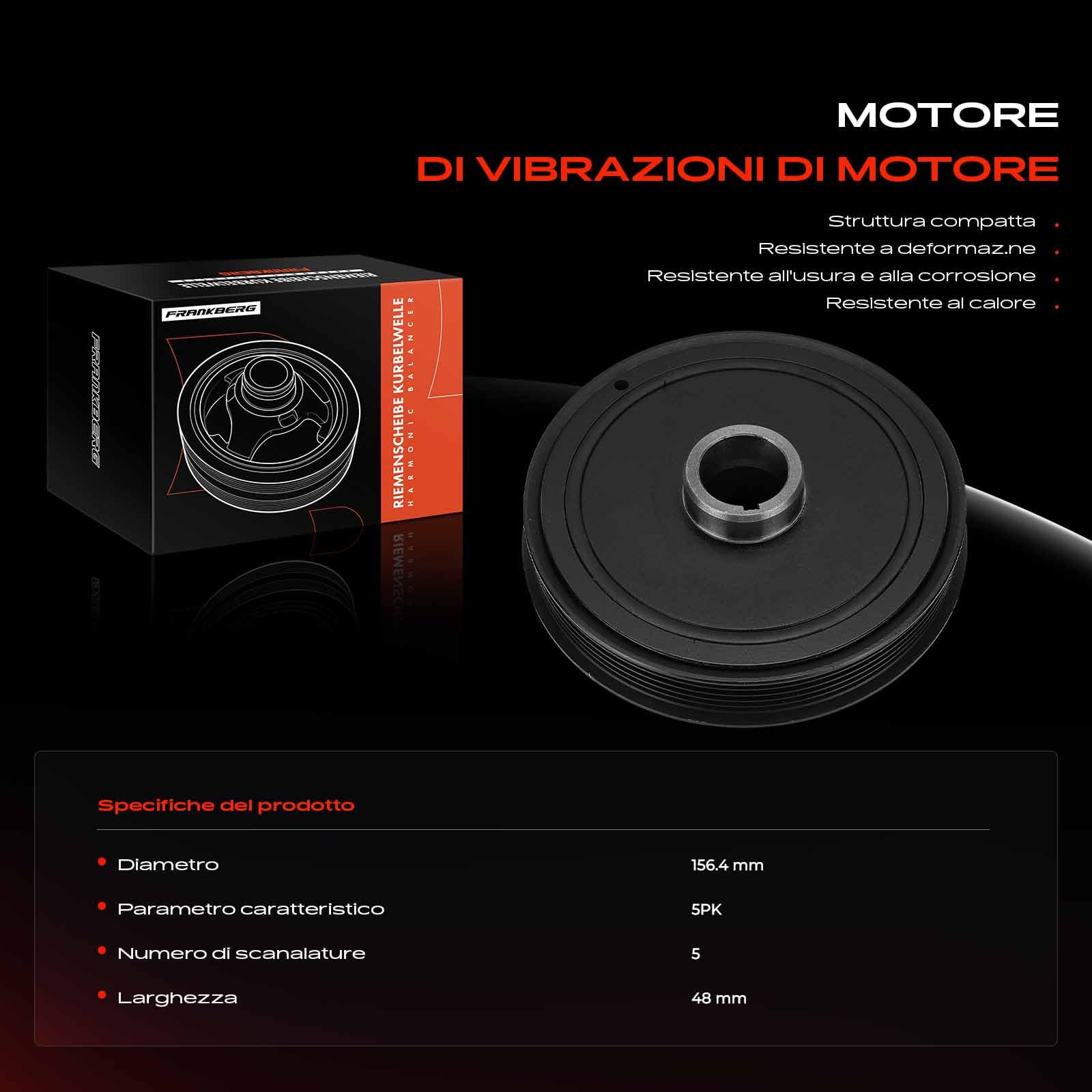 Frankberg Puleggia dell'albero motore 231242A804 | Compatibile con: i30 GD, Optima Sportswagon JF, iX20 JC, iX35 EL ELH LM, Pro Cee'D JD, Optima JF, i40 CW VF