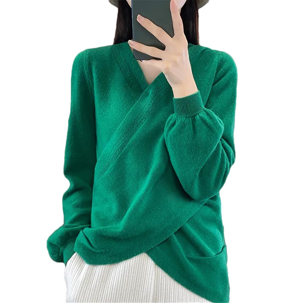 Maglione da donna in lana autunno inverno tinta unita casual lavorato a maglia