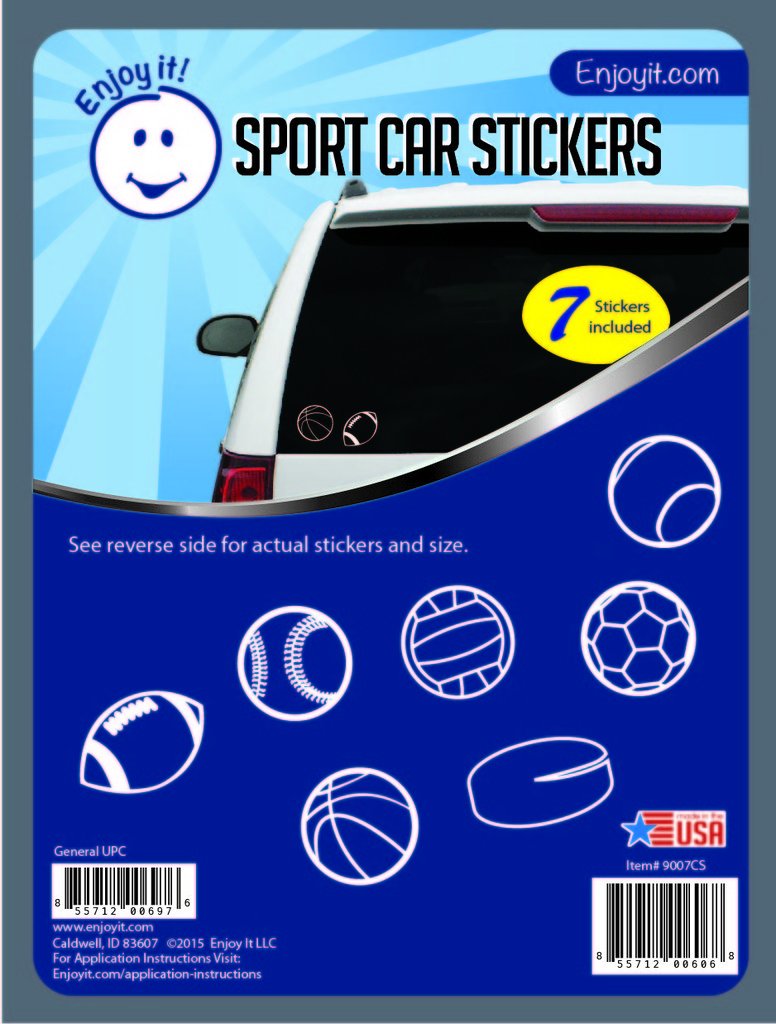 Enjoy It Sports Vinyl Car Stickers, 7 Pack Decals