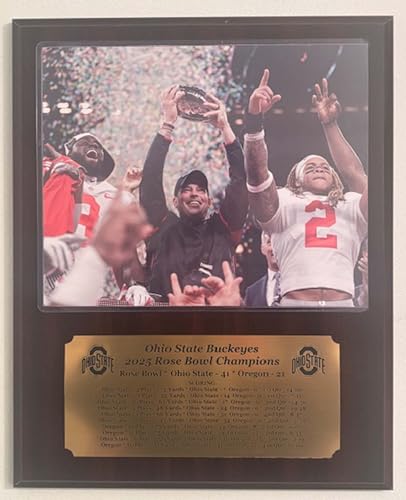 Ohio State 2025 Rose Bowl champions 8x10 photo plaque with an engraved nameplate with season results (Mahogany)