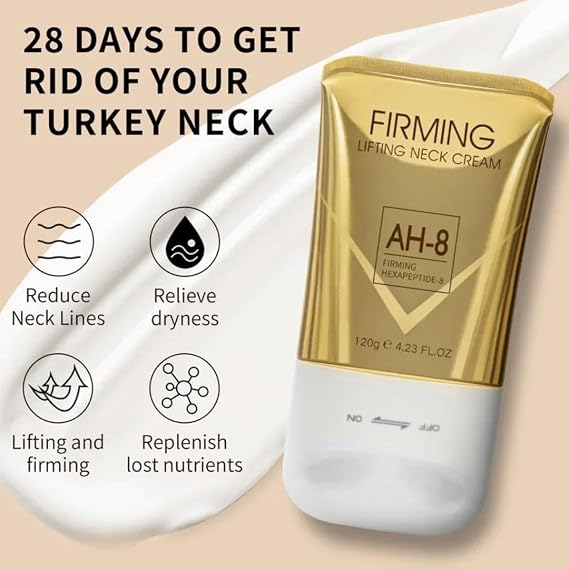 COCOBEAUTY AH-8 Neck Lift Cream With Roller - Firming & Lifting Cream for Neck and Skin Anti-Aging Treatment for Wrinkles and Sagging Smooth & Hydrate Decollete Fast-Absorbing Formula