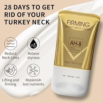 COCOBEAUTY AH-8 Neck Lift Cream With Roller - Firming & Lifting Cream for Neck and Skin Anti-Aging Treatment for Wrinkles and Sagging Smooth & Hydrate Decollete Fast-Absorbing Formula