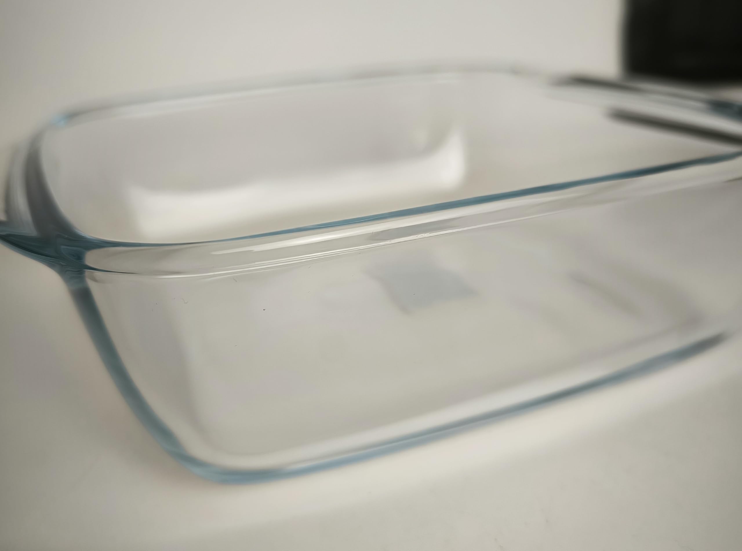 Bandeja cuadrada de cristal para freidora de aire de cristal templado 20 x 17 x 6 cm de altura. Resistente a altas temperaturas, apta también para hornos eléctricos. Con asas laterales