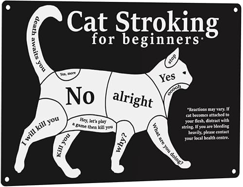 GCOCL - Cartel de hojalata con diseño de gato para principiantes, color negro, estilo retro, decoración de pared para hogar, bar, pub, cafetería