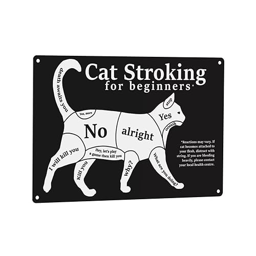 GCOCL Tin Sign Cat Stroking for Beginners Black Retro Wall