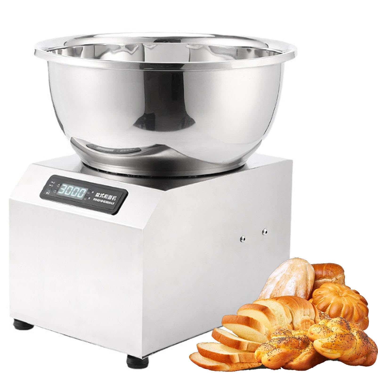 Impastatrice Commerciale, Impastatrice A Spirale For Carichi Pesanti Con Ciotola In Acciaio Inossidabile, Doppia Rotazione E Timer Da 30 Minuti, Impastatrice Elettrica(3kg)