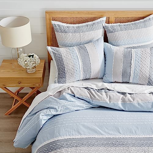 Levtex Home - Santander Comforter Set - Full/Queen Comforter + Two Standard Pillow Cases - Grey, Chambray, Blue, White - Jacquard - Comforter (90 X 94In.) And Pillow Case (26 X 20In.) - Cotton #TOP2