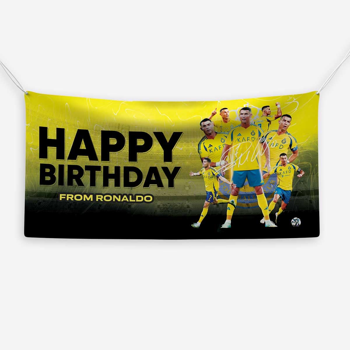 Znor Ronaldo Al Nassr Birthday Banner Gift for United Fans & Themed Party Decor Wall Art Iconic Goal Celebration