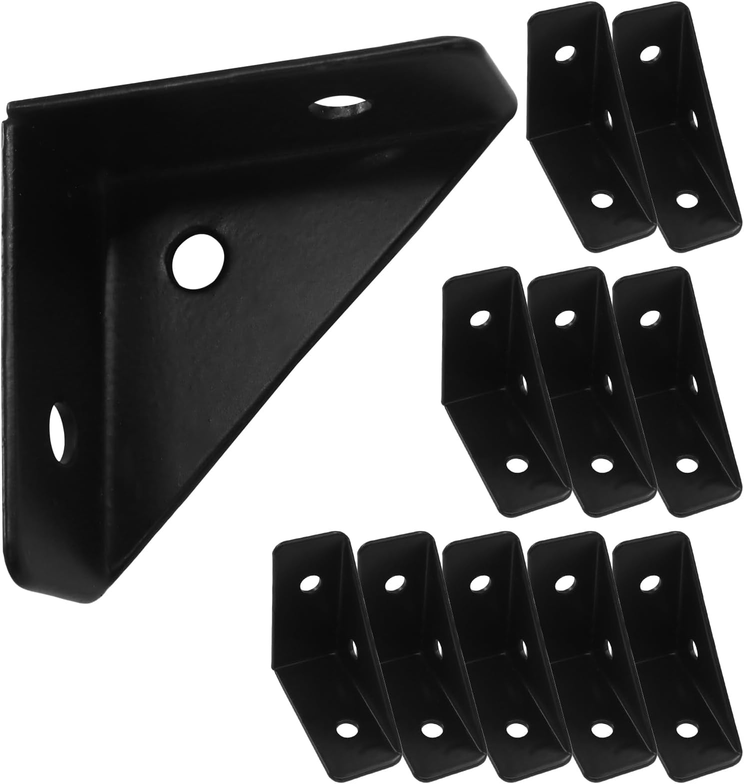 Hordion 12Pcs 1.5'' Angle Corner Brackets, 38mm Triangle Shelf Brackets Heavy Duty Metal Corner Desk Connectors for Wood Shelves Furniture Bookshelves Cabinet