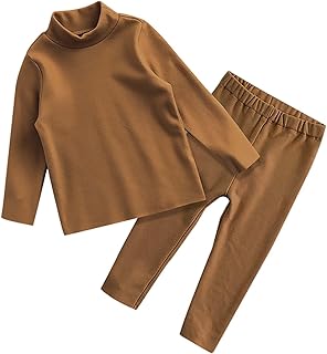 Conjunto de ropa interior térmica para niñas y niñas en invierno, cuello medio, ropa de casa, conjunto de dos piezas