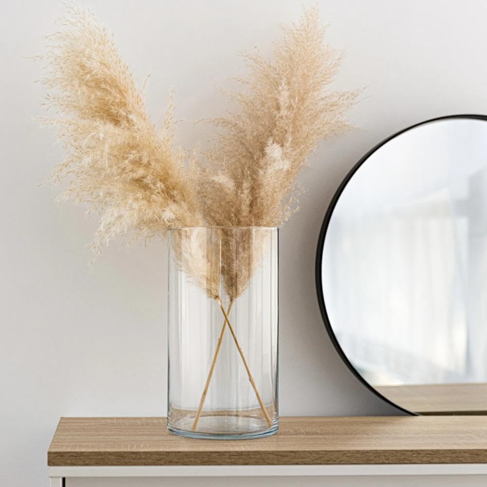 TREND FOR HOME Vaso da Terra Alto da Interno 29 cm Centrotavola Moderno Decorativo Cilindrico Allestimenti Matrimonio di Vetro Trasparente Rotondo, 4900 ml, Ø 15.8 cm, Magnolia