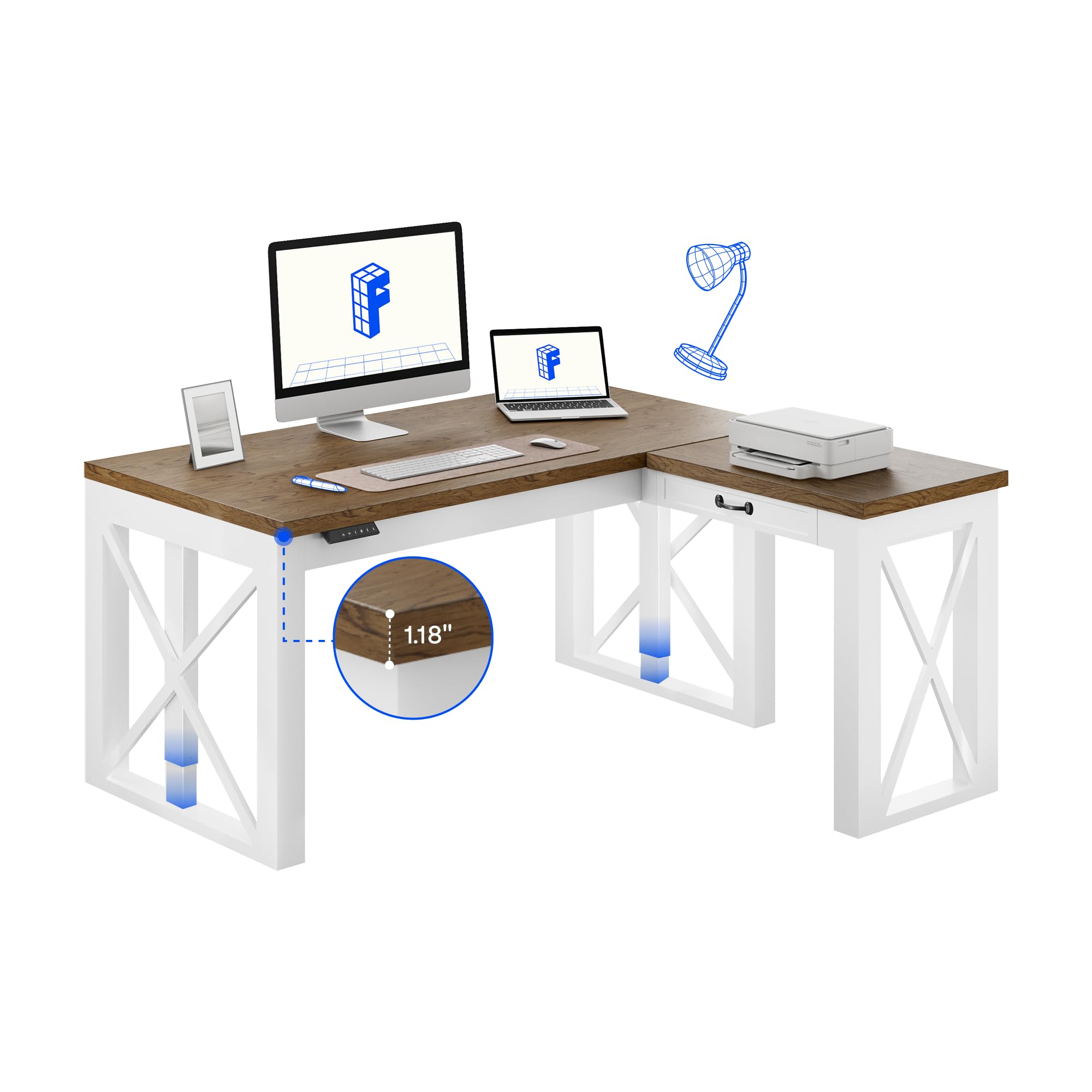 Amazon.com: FLEXISPOT L-Shaped Executive Standing Desk with Drawer