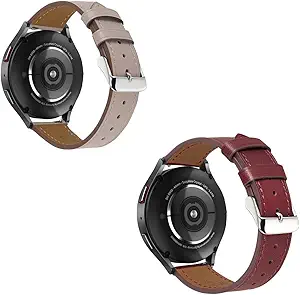 22mm Premium Italy Leather Watch Bands Compatible with Samsung Watch 3 45mm, Galaxy 46mm, Gear S3 Frontier, Quick Release Wear-resistant Leather Watch Straps Replacement Band for Women Men(Pack of 2)