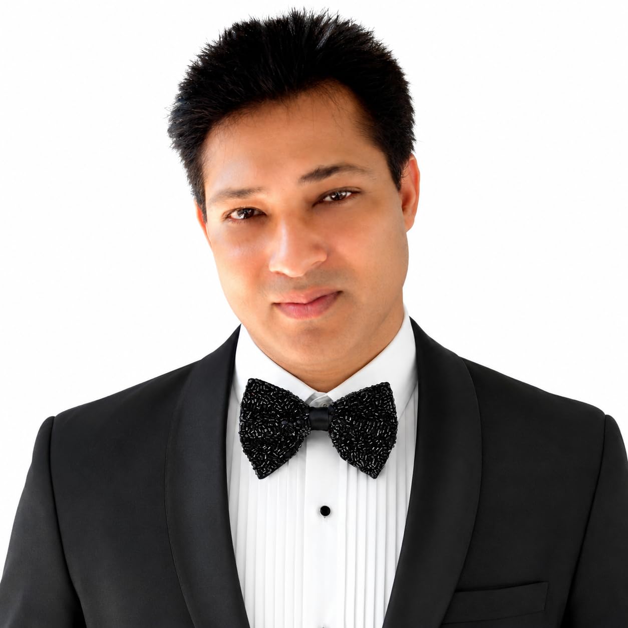 France Men’s Premium Handcrafted Embroidery Bow Tie | Luxury Black Beaded Designer Ceromony Wear Bow Tie for Wedding, Tuxedo, Reception & Formal Events-image-38