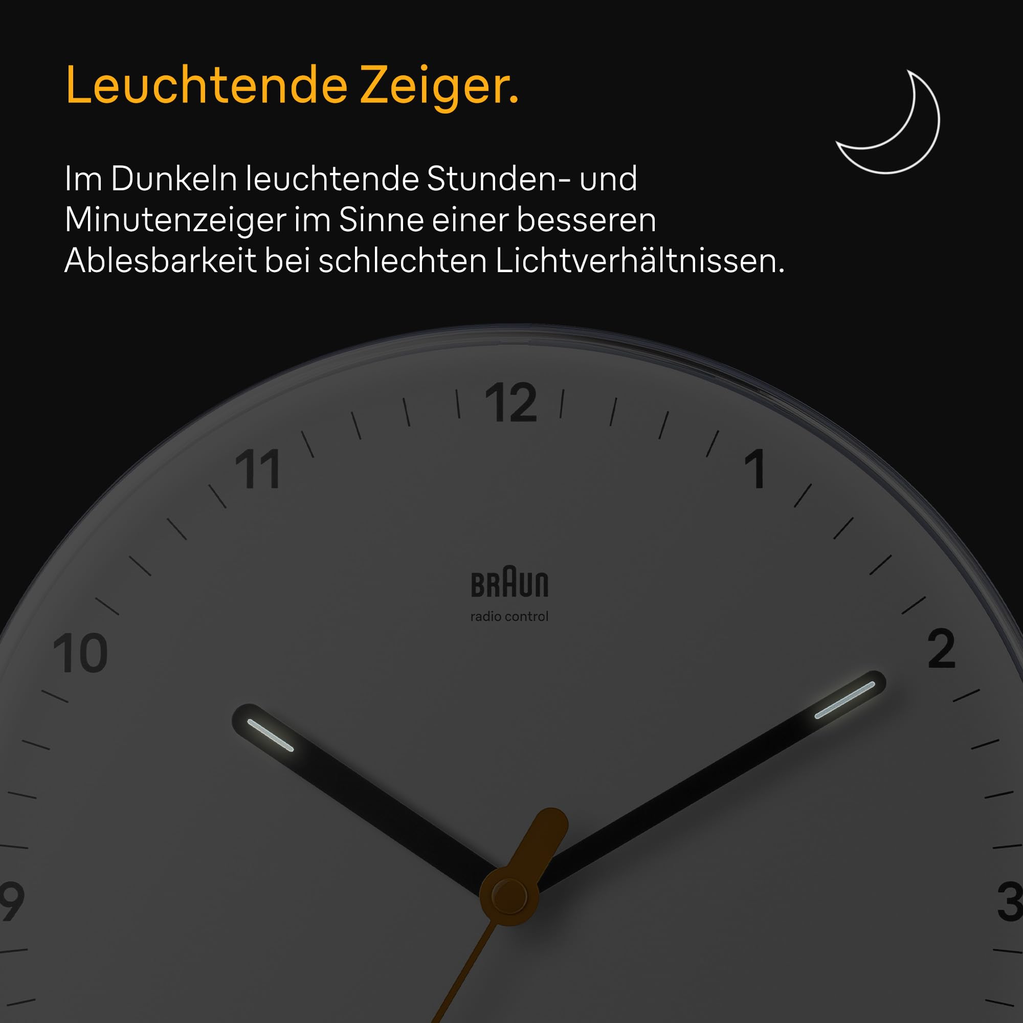 Braun Klassische Funk-Wanduhr mitteleuropäische Zeitzone (DCF/GMT+1) mit Schwenkwerk, leicht ablesbar, 23 cm Durchmesser in Weiß, Modell BC26W-DCF.