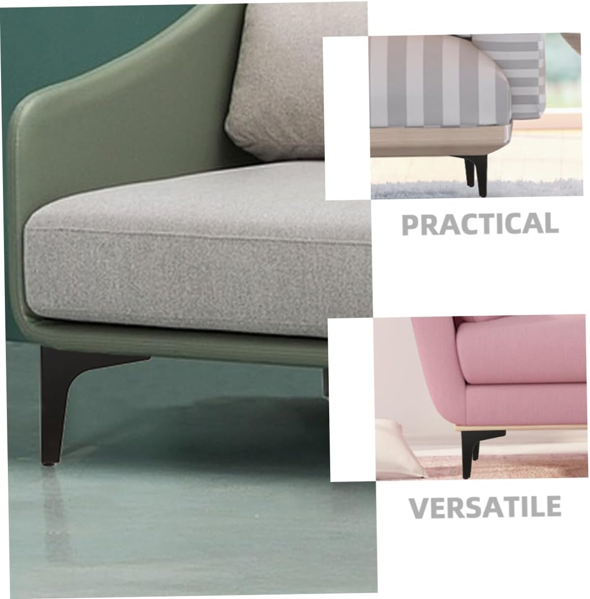 4pcs Triangle Metal Furniture Legs for Sofa and Coffee Table Sturdy Replacement Cabinet Feet Black for Dresser and Home Decor