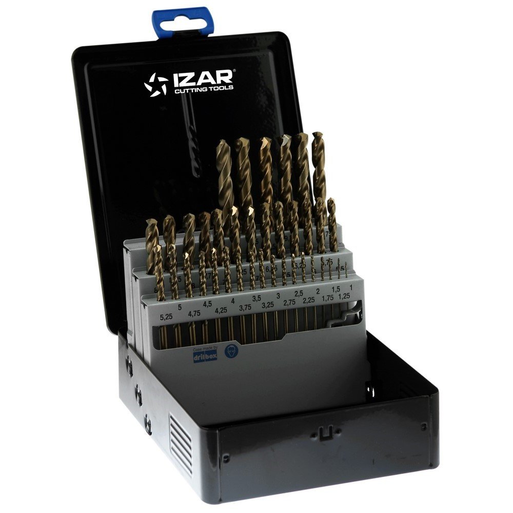 Izar 18367 Juego Brocas 1016, DIN 338N, 1-10 x 0.25 mm, HSSE 5% Co, 37 Piezas